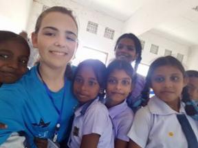 With school children in Sri Lanka