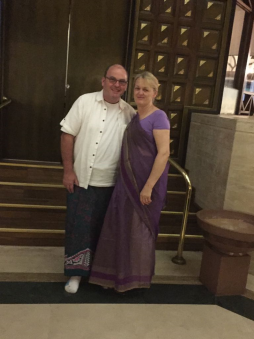 My Husband Aidan and myself in our Sri Lankan outfits