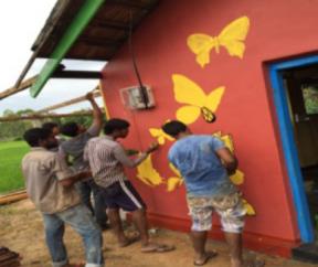 Butterflies being painted