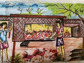 Drawing of chickens