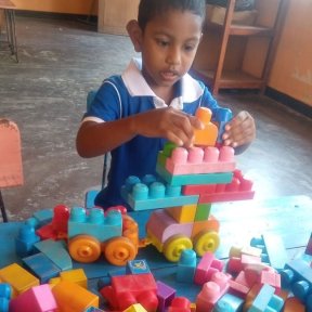 Children building with blocks in Sri Lanka