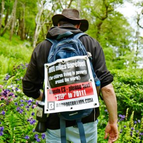 Barefoot walking for charity - text STEP to 70111