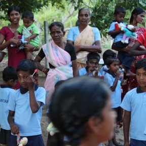 After the opening - the crowd after the opening of the new nursery in Sri Lanka
