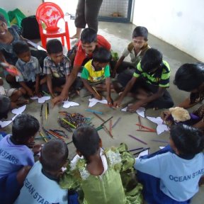 Making butterflies in Jepemalai, Sri Lanka